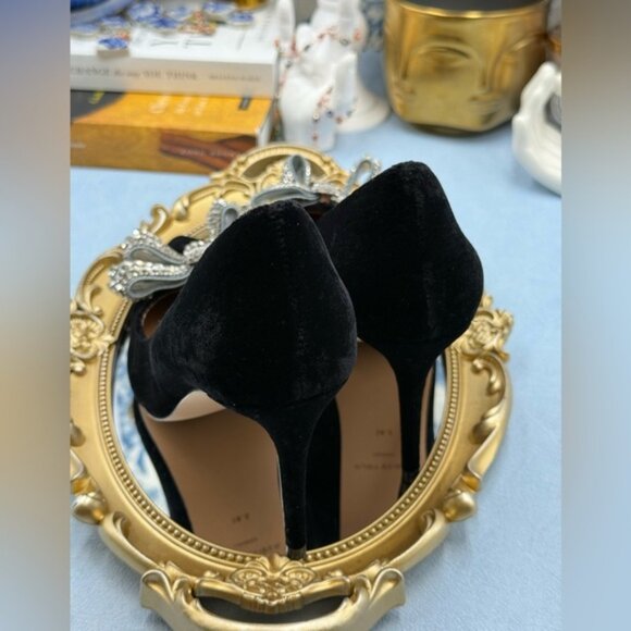 🆕 KURT GEIGER LONDON 🧿 NWOB Belgravia Bow Court Heel, Black Velvet Sz38.5 US 8 - Picture 9 of 16